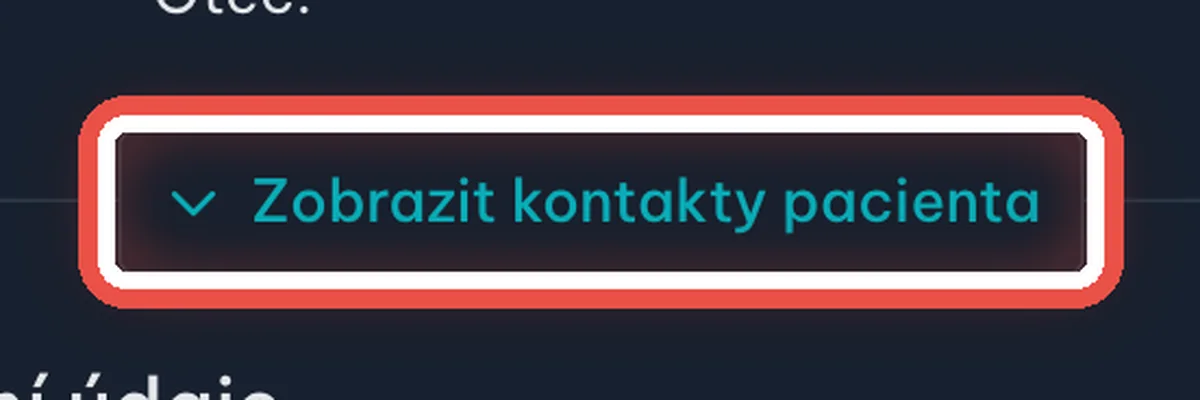 Detail — Otevřete kontakty pacienta