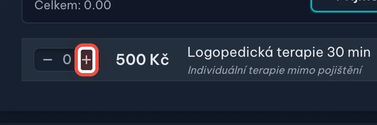 Detail — Přidejte položku z ceníku