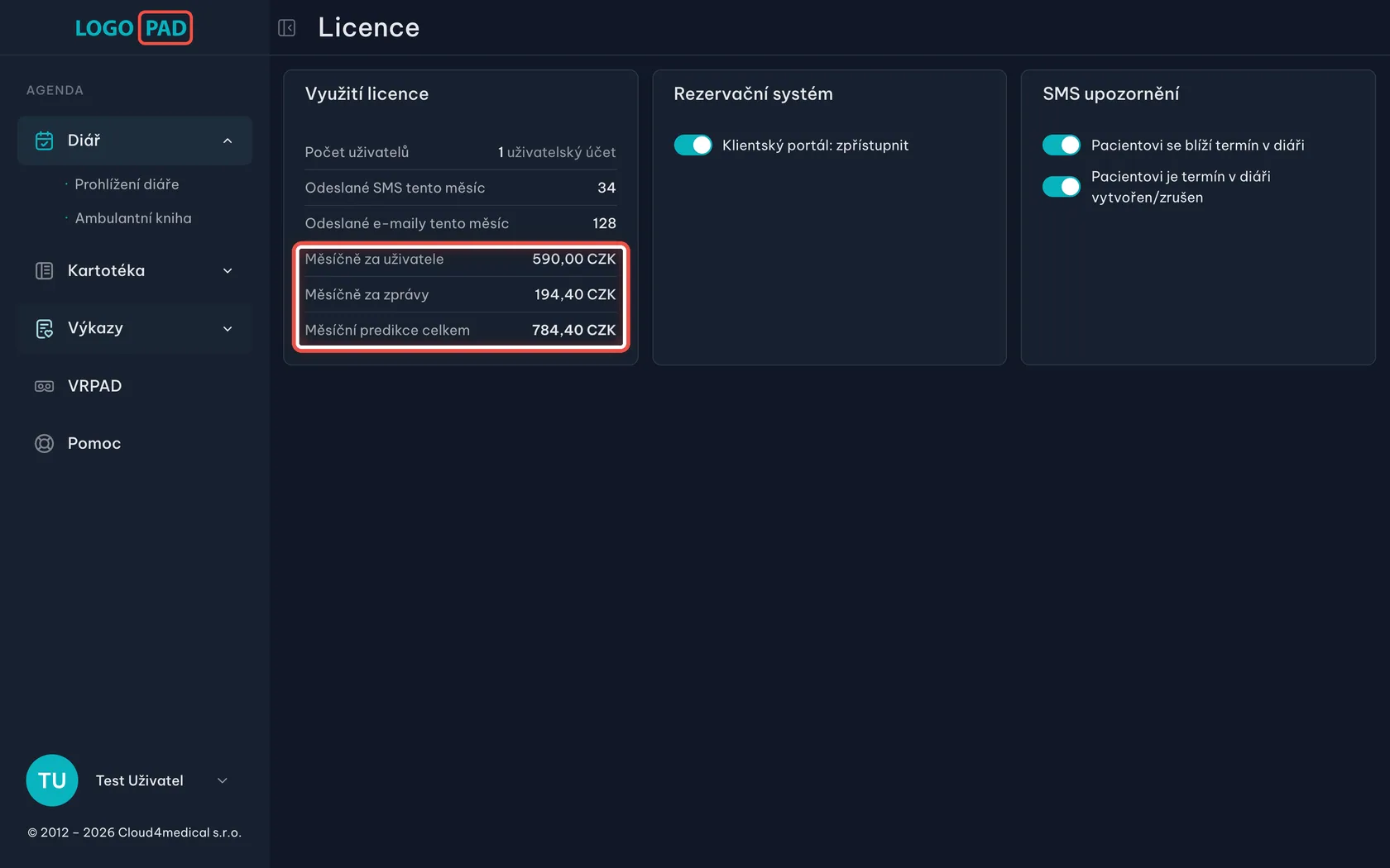 Snímek obrazovky ke kroku 6: Kolik bude licence tento měsíc stát