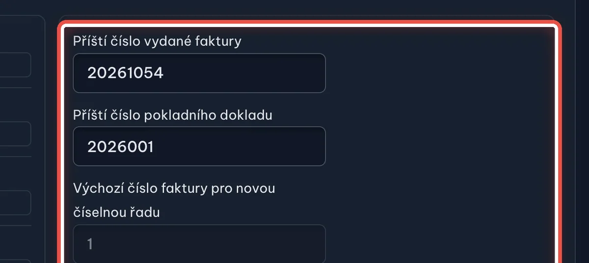 Detail — Nastavte, jakým číslem se začne