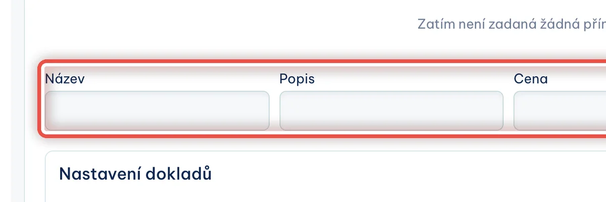 Detail — Vyplňte novou položku ceníku