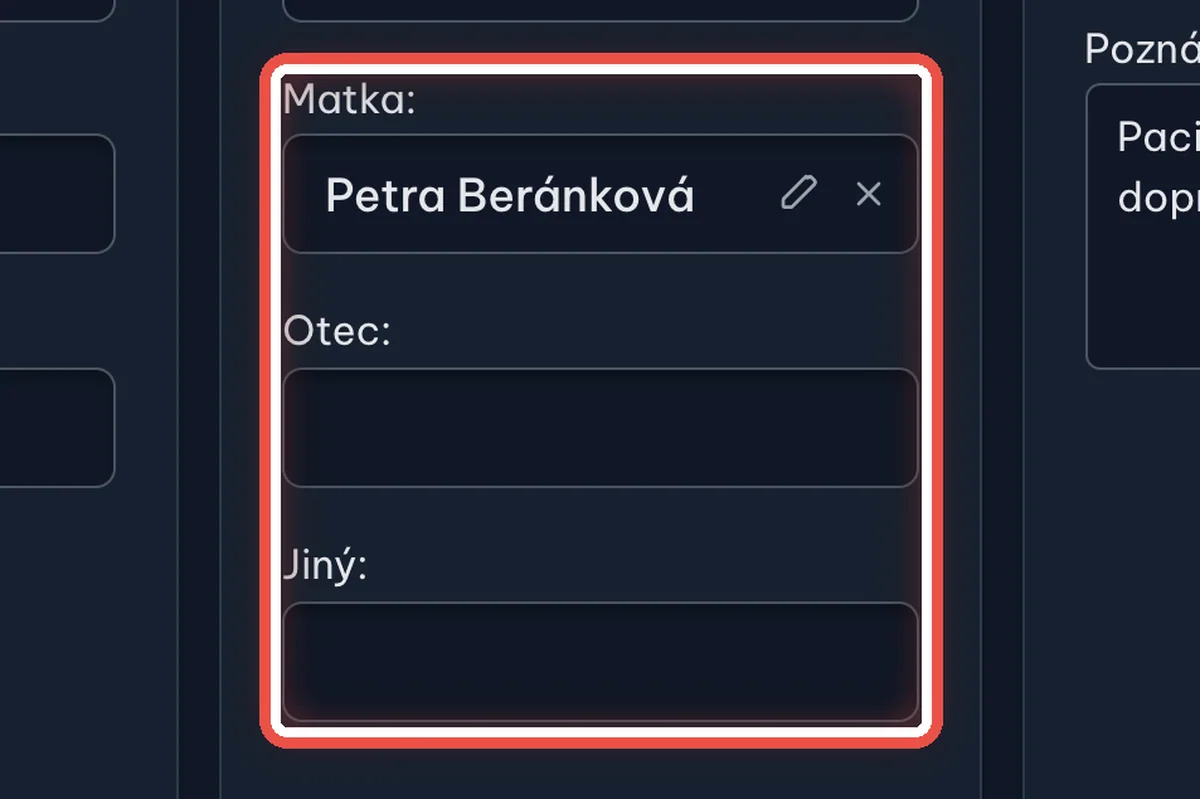 Matka, otec, doporučující lékař — zvětšené místo, kam se dívat