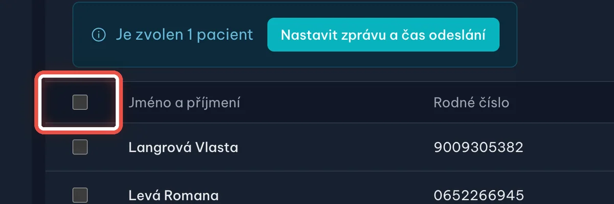 Detail — Vybrat všechny najednou