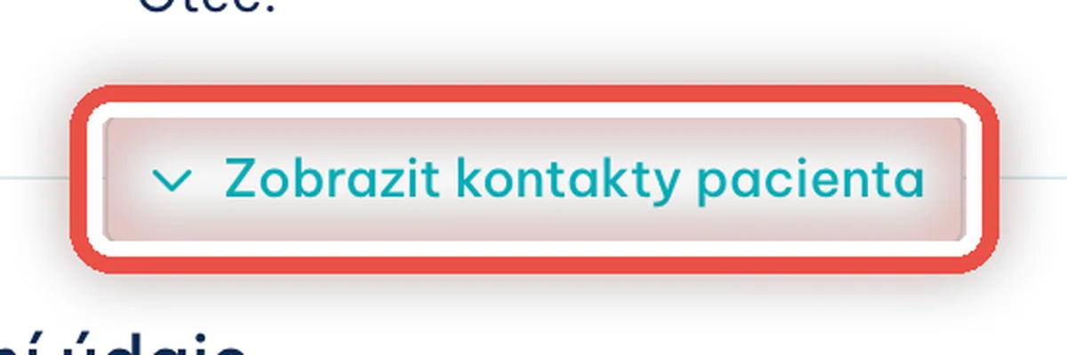 Detail — Otevřete kontakty pacienta