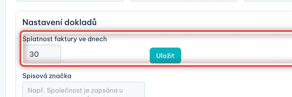 Detail — Nastavte splatnost faktury