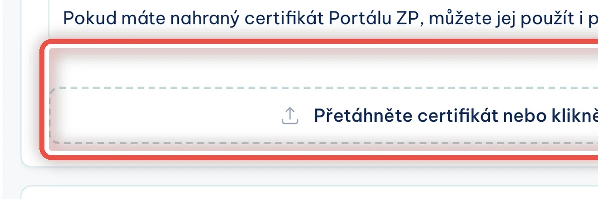 Detail — API certifikát VZP (nepovinné)