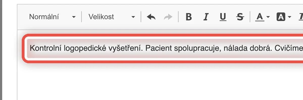 Detail — Text je vložený