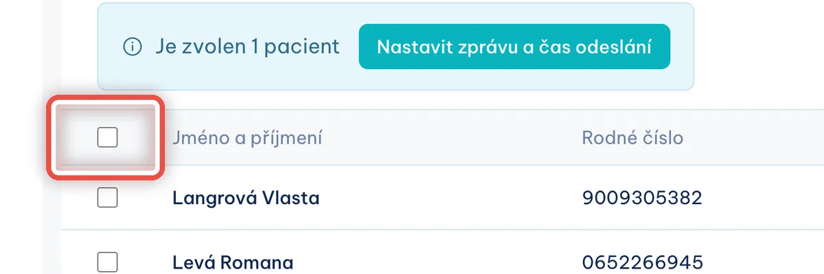 Detail — Vybrat všechny najednou