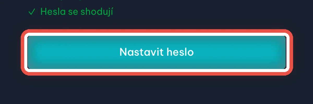 Detail — Poprvé si příjemce nastaví heslo