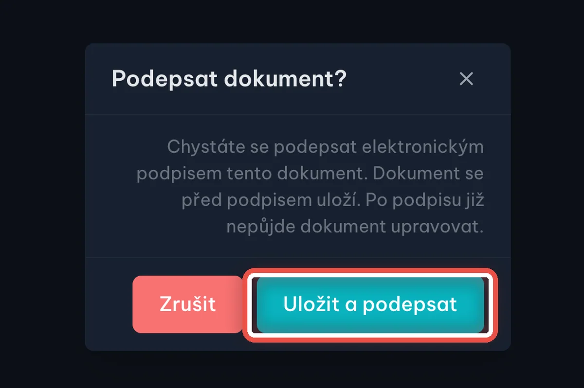 Detail — Potvrďte elektronický podpis