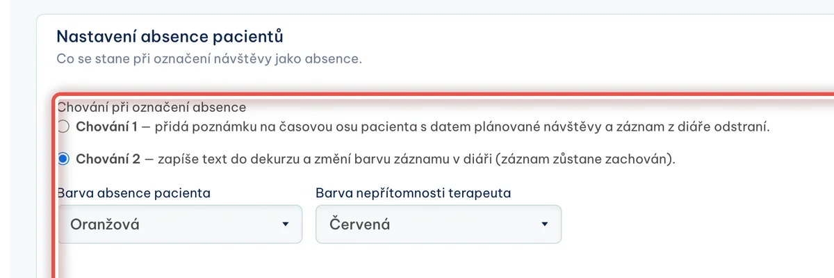 Detail — Co se po označení stane, řídí nastavení