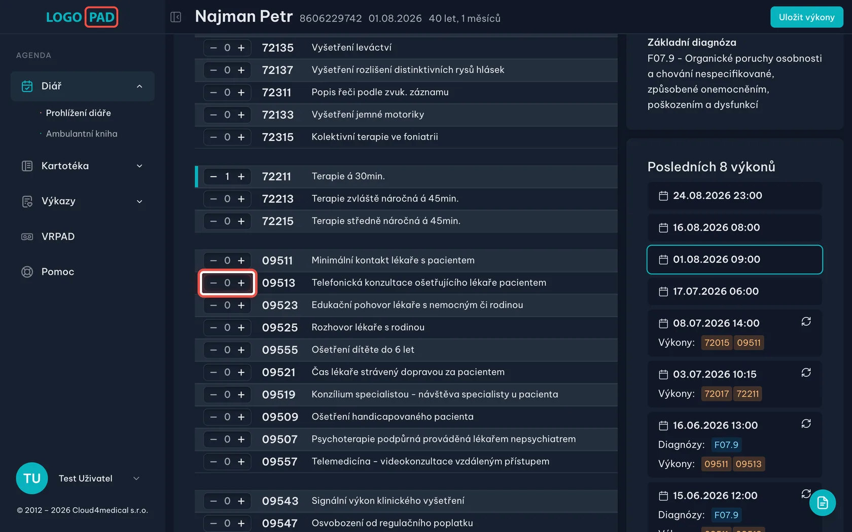 Krok 7: Špatně zadaný výkon odeberte — snímek obrazovky programu
