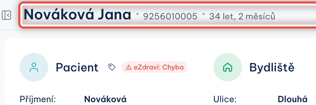 Detail — Hotovo — otevře se karta pacienta