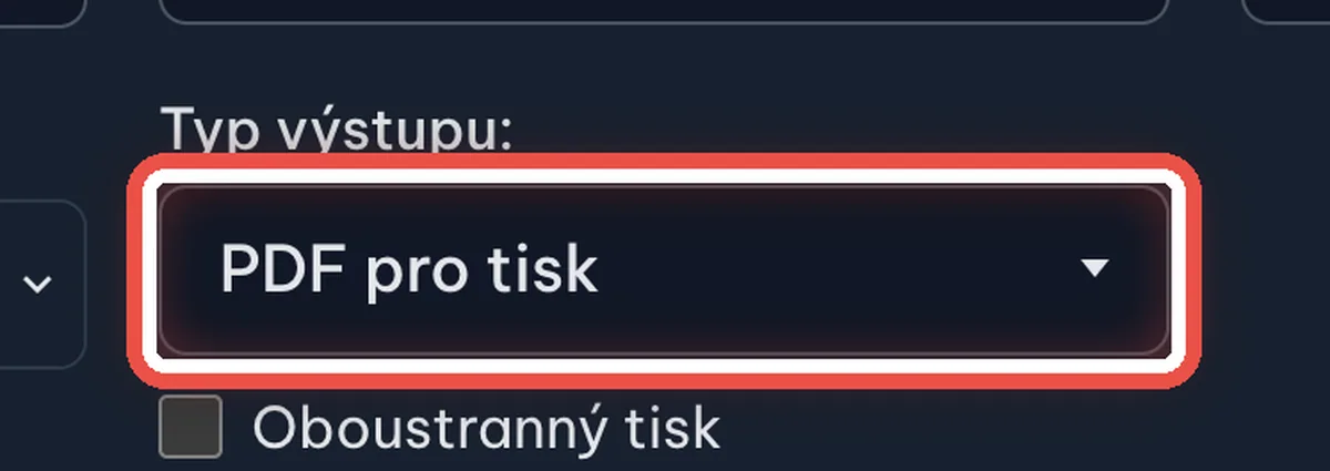 Detail — Zvolte typ výstupu