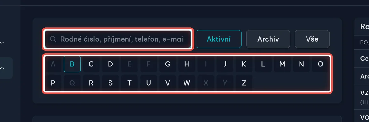Zvětšenina místa, kam se klikne — Takhle kartotéka vypadá