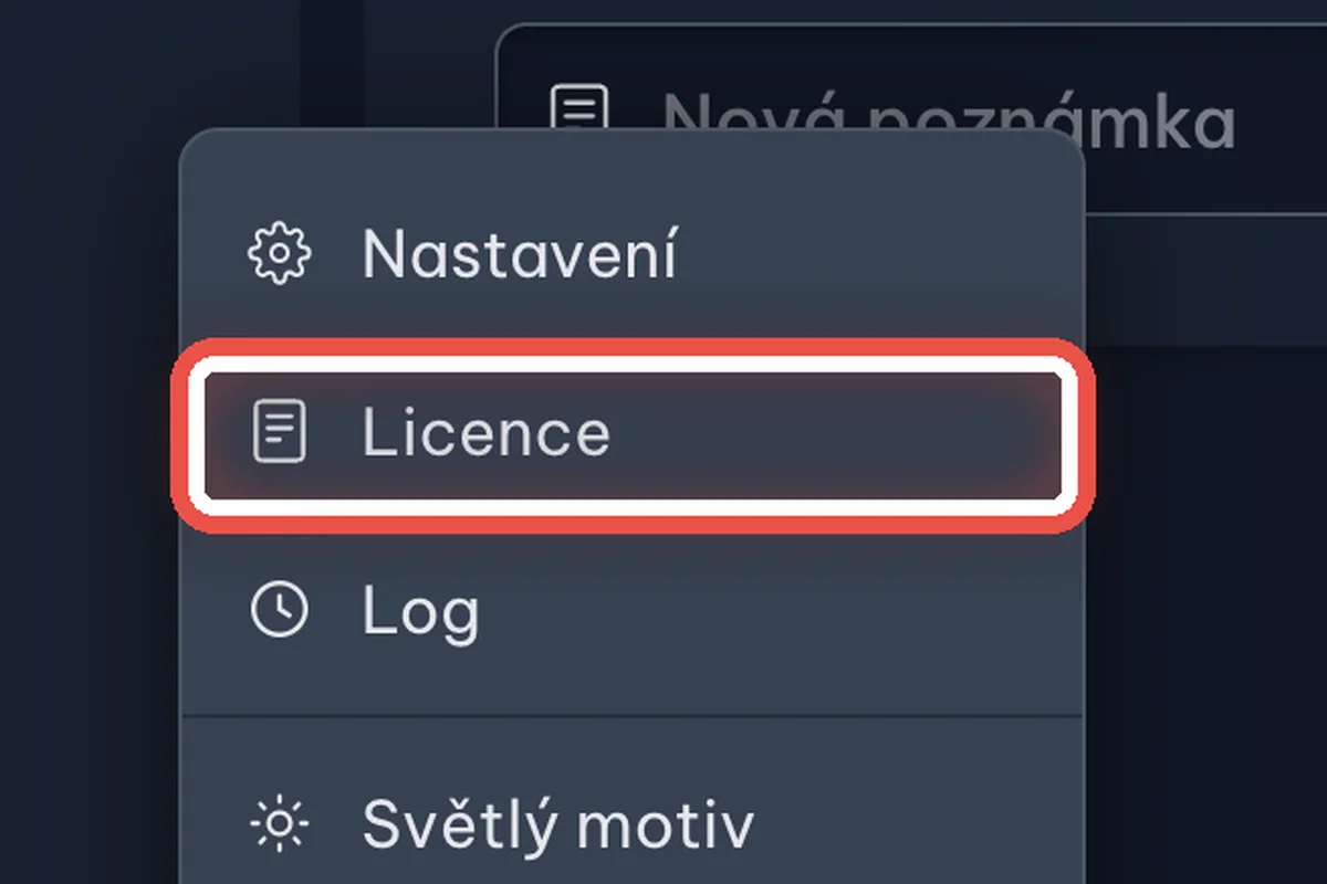 Detail — Klikněte na Licence