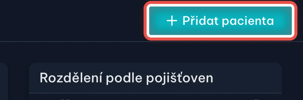 Zvětšenina místa, kam se klikne — Přidání nového pacienta