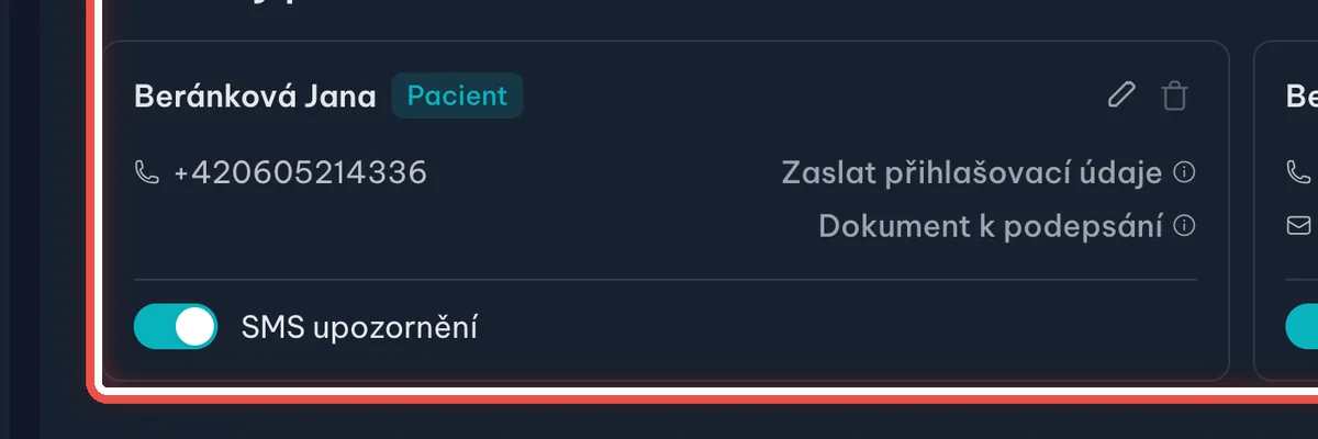 Kontakty pacienta — zvětšené místo, kam se dívat