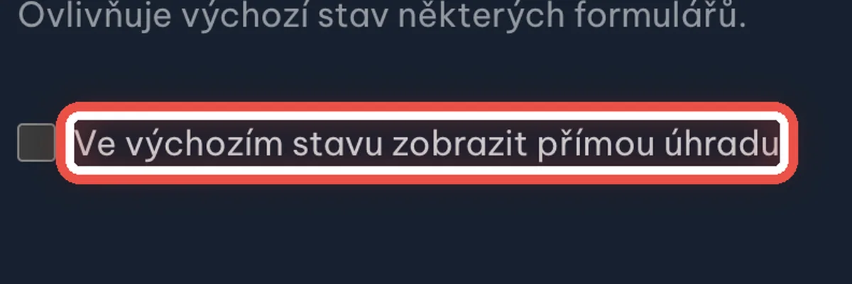 Zblízka — Výchozí pohled u výkonů: Zapněte ho, jen pokud většinu pacientů účtujete přímo, ne pojišťovně. Pak klikněte na Uložit.