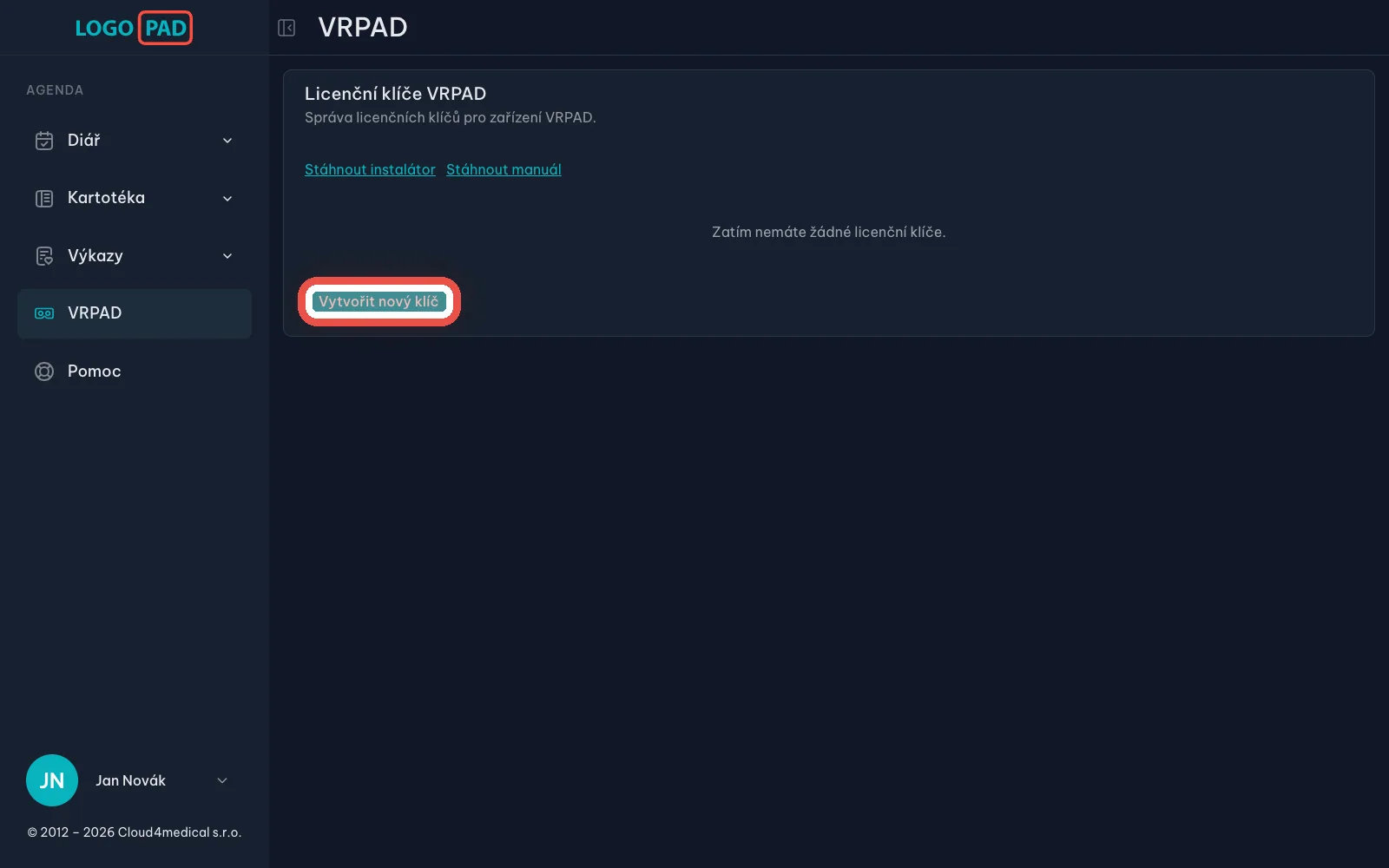 Vytvořte licenční klíč — snímek obrazovky, krok 3 z 21
