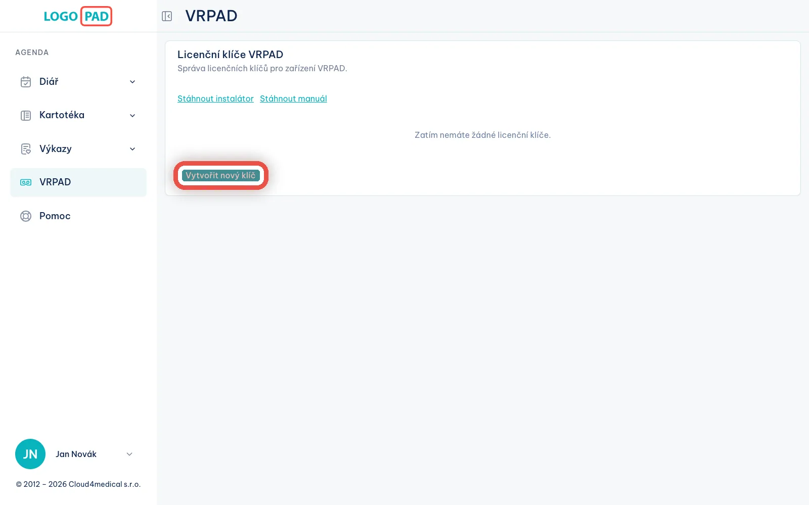 Vytvořte licenční klíč — snímek obrazovky, krok 3 z 21