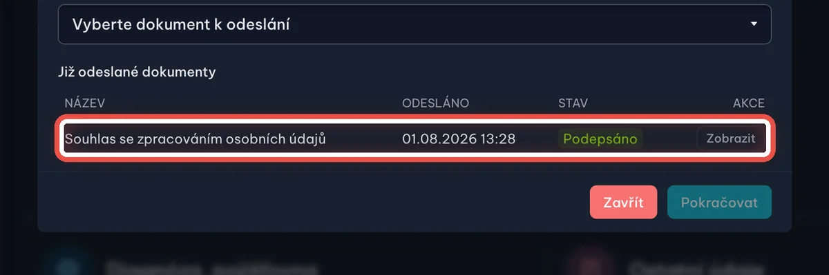 Detail — Kde zjistíte, jestli je podepsáno