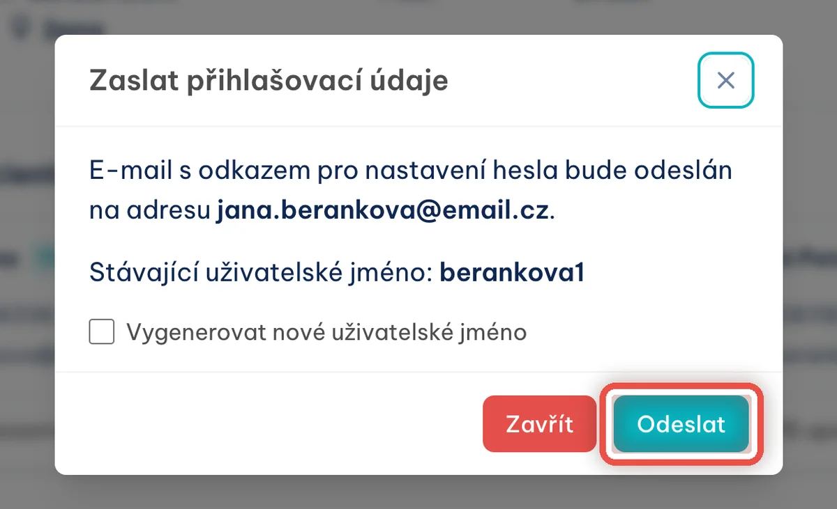 Detail — Zkontrolujte adresu a odešlete