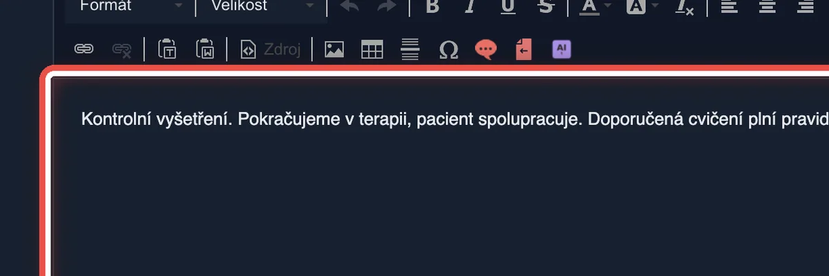 Zvětšený výřez — Zapište dekurz