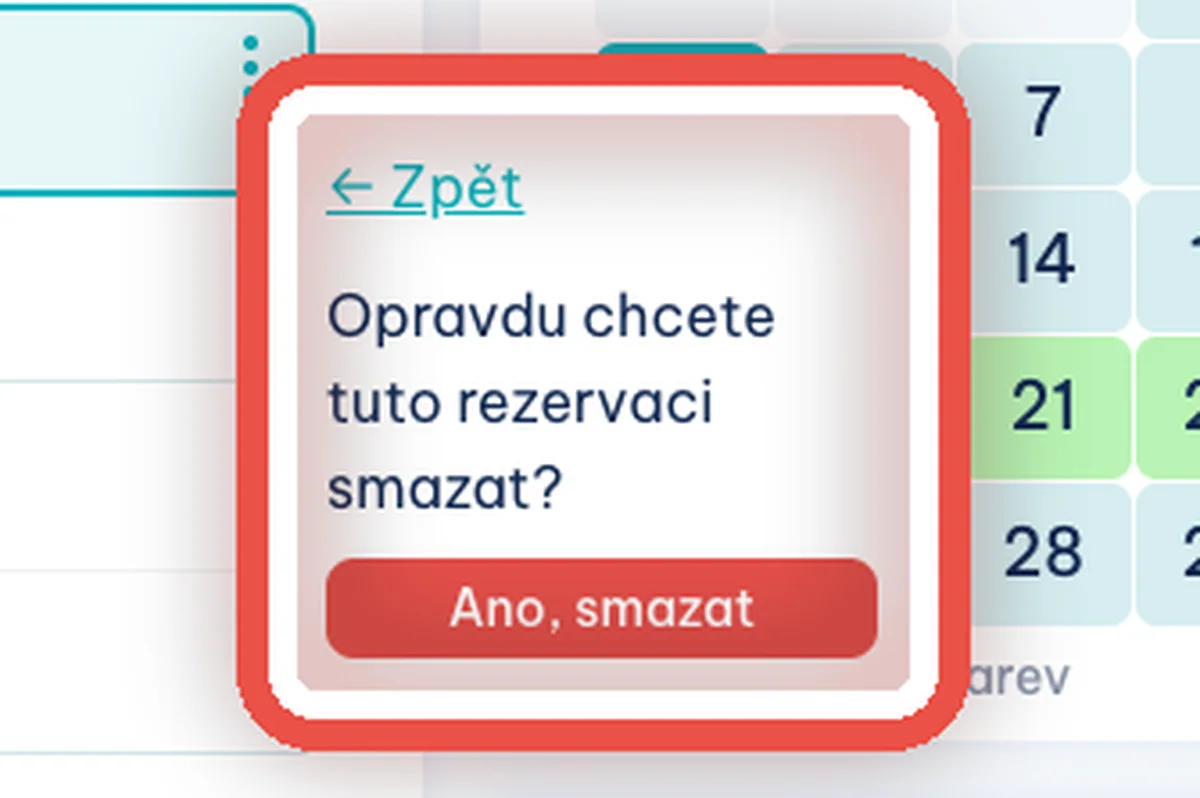 Zvětšený výřez — Smazání záznamu