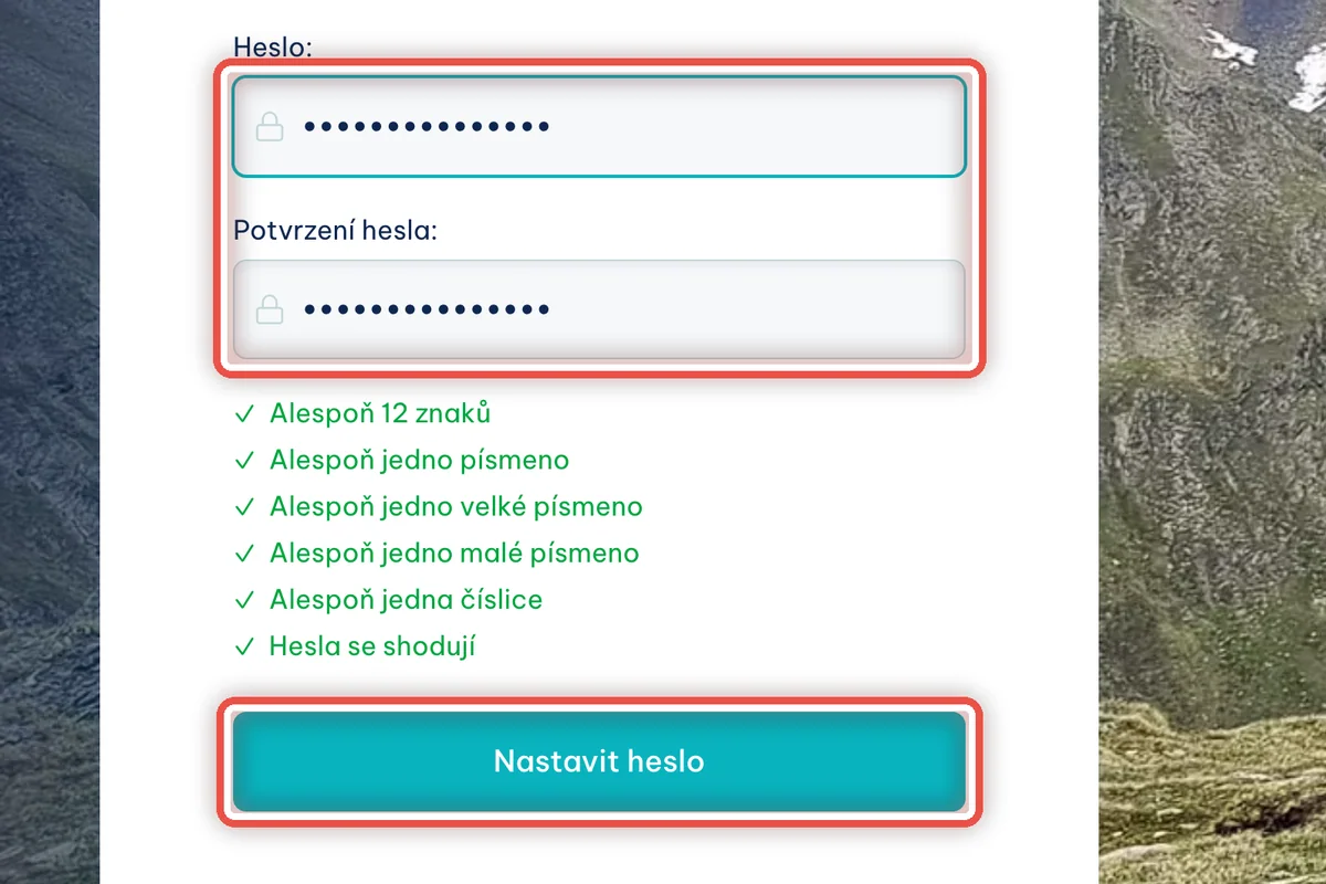 Detail — Nastavte si nové heslo