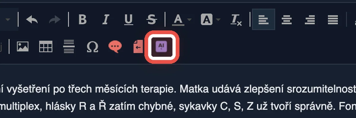 Detail — Spusťte AI formátování textu