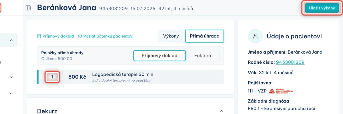 Detail — Krok 2 — vynulujte položky a doklad se zruší