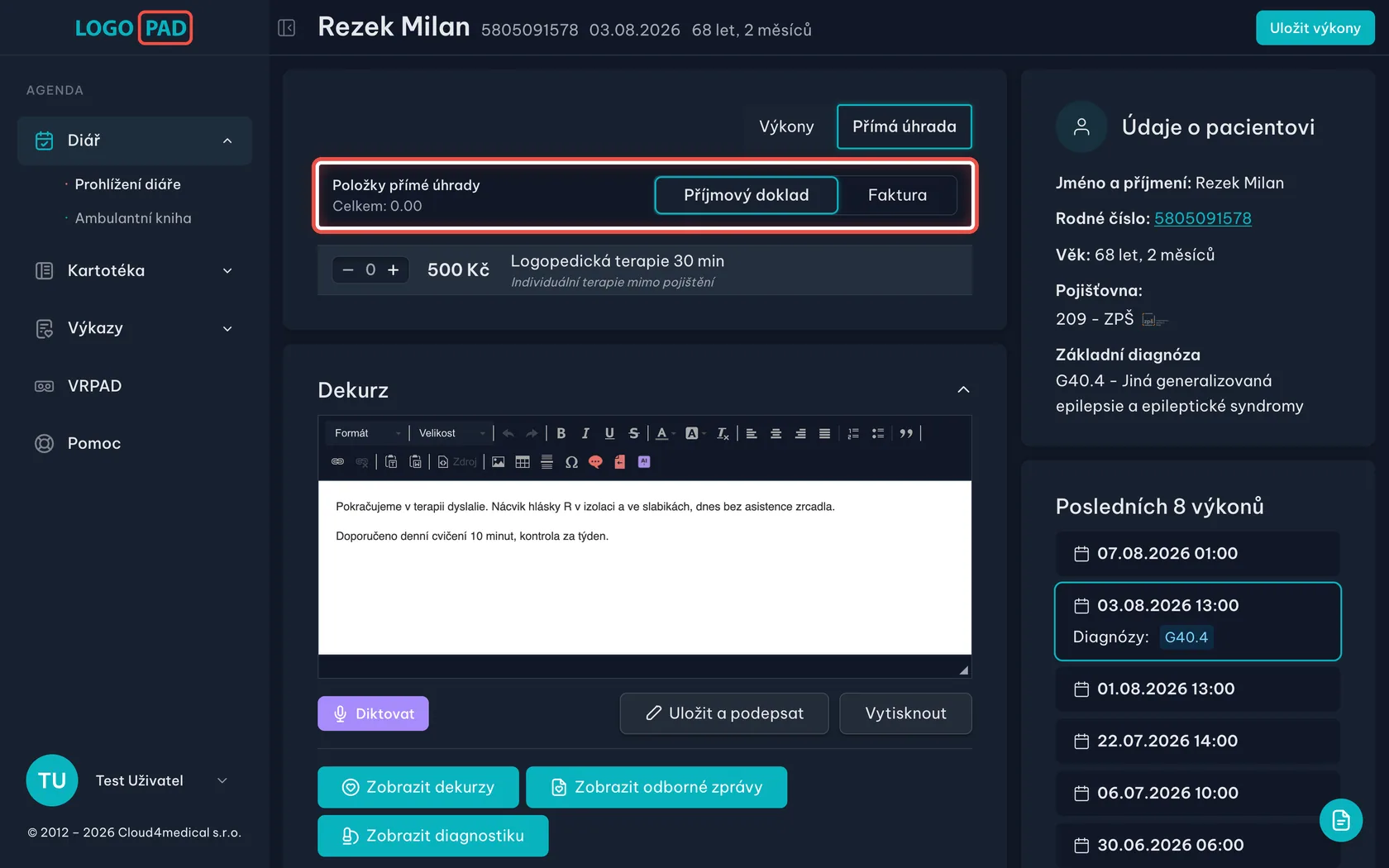 Snímek obrazovky ke kroku 23: Doklad je smazaný