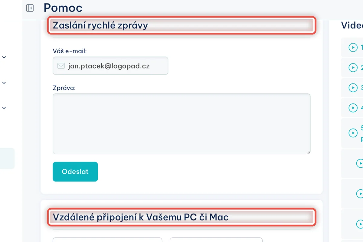 Detail — Potřebuji změnit fakturační údaje nebo údaje o pracovišti