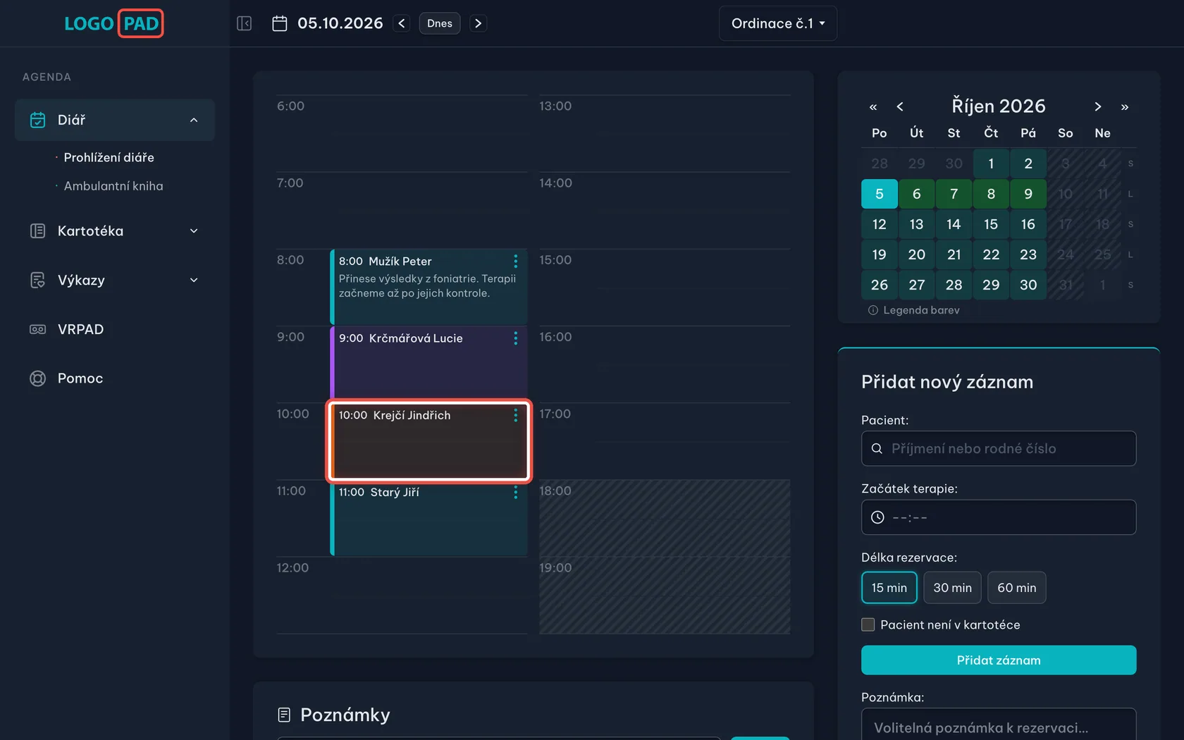 Pokročilý diář — poznámky, barvy, absence a videohovory — krok 10: Chování 2: záznam zůstane a zbarví se