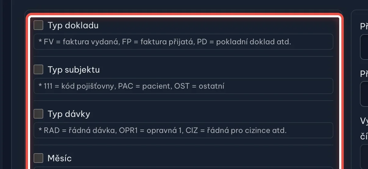Detail — Určete, z čeho se skládá číslo dokladu
