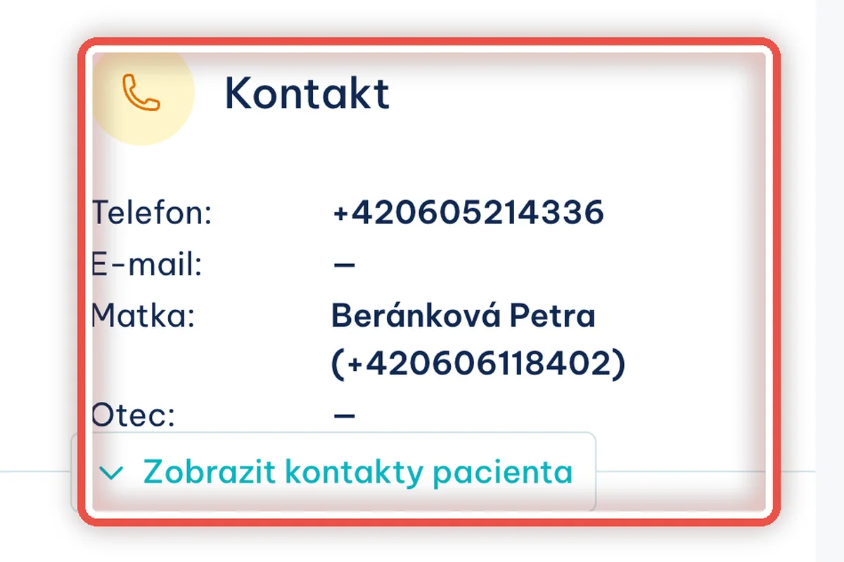 Část Kontakt — zvětšené místo, kam se dívat